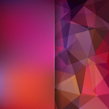 Üçgenlerden oluşan soyut arka plan. İş sunumları veya web şablonu afiş el ilanı için geometrik tasarım. Vektör illüstrasyon. Kırmızı, pembe, turuncu, kahverengi renkler