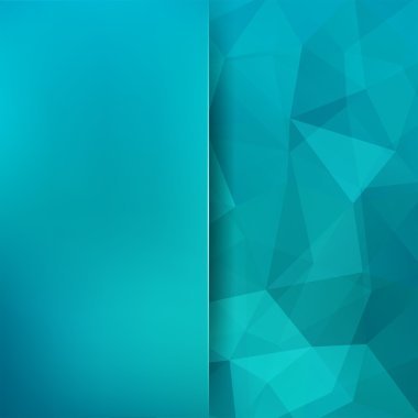 Geometrik desen, çokgen üçgen mavi tonları arka planda vektör. Cam ile arka plan bulanıklık. İllüstrasyon model