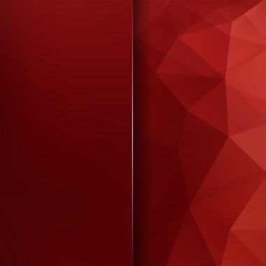Üçgenlerden yapılmış arka plan. Geometrik şekiller ve bulanıklık elemanı ile kare kompozisyon. Eps 10 Kırmızı, turuncu, kahverengi renkler.