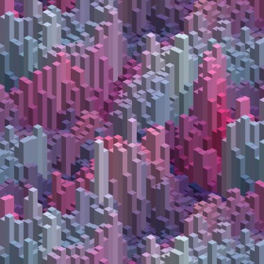 Soyut renkli vektör küpü. Vektör illüstrasyon. Pembe, mavi renkler.