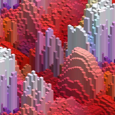 Arka plan ile 3d küp. Vektör küp kutusu iş kavramları. Kırmızı, pembe renkler.