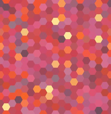 sorunsuz soyut mozaik arka plan. Altıgenler geometrik arka plan. Tasarım öğeleri. Vektör illüstrasyon. Pembe, turuncu renkler