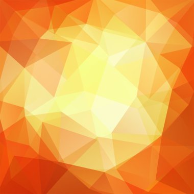 Geometrik desen, çokgen üçgenler sarı, turuncu tonları arka planda vektör. İllüstrasyon model