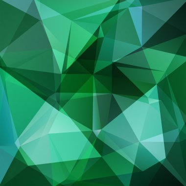 Soyut mozaik arka plan. Üçgen geometrik arka plan. Tasarım öğeleri. Vektör çizim. Yeşil renk.