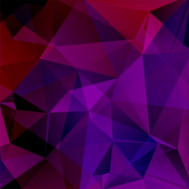 üçgenlerden oluşan soyut arka plan, vektör illüstrasyon. Kırmızı, pembe, mor renkler