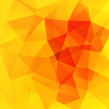 Soyut mozaik arka plan. Üçgen geometrik arkaplan. Tasarım elemanları. Vektör çizimi. Sarı, turuncu, kırmızı renkler.