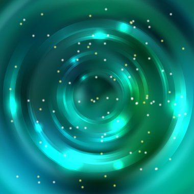 Vektör yuvarlak çerçeve. Parlayan daire afiş. Parlak sarmal. Vektör çizim. Yeşil, mavi renklerini.