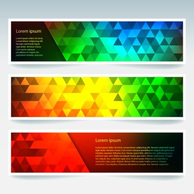 Vektör kümesi poligonal soyut üçgenler ile afiş. Soyut poligonal düşük Poli afiş