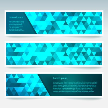Vektör kümesi poligonal soyut üçgenler ile afiş. Soyut poligonal düşük Poli afiş.