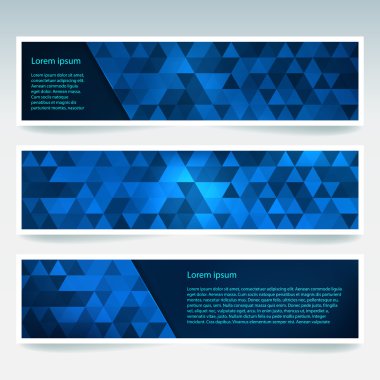 Vektör kümesi poligonal soyut üçgenler ile afiş. Soyut poligonal düşük Poli afiş.