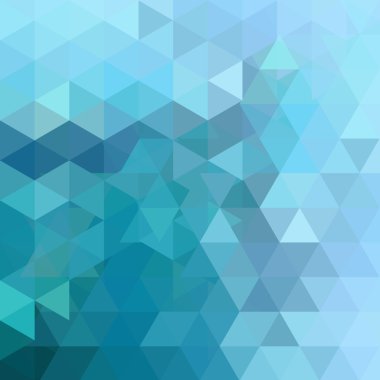 Geometrik desen, yeşil, mavi üçgen mavi tonları arka planda vektör. İllüstrasyon model