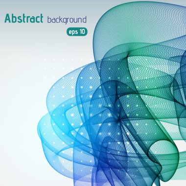Girdap dalgaları ile soyut arka plan. Eps 10 vektör illüstrasyon. Yeşil, mavi renkler.