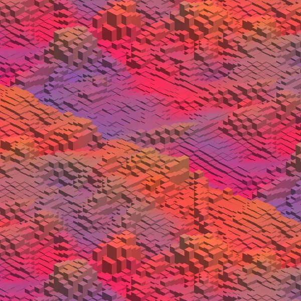 Fundo abstrato com decoração de cubo. Ilustração vetorial. Laranja, rosa, roxo cores . —  Vetores de Stock