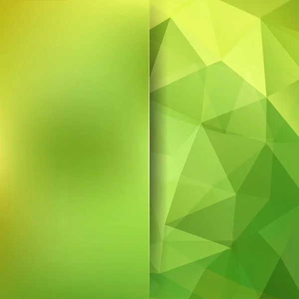Achtergrond gemaakt van driehoeken. Vierkante samenstelling met geometrische vormen en vervagings element. EPS 10 geel, groene kleuren. — Stockvector