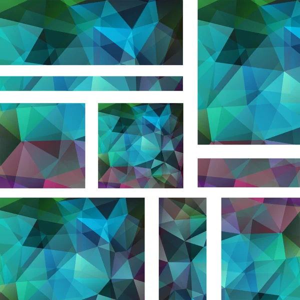 Conjunto de plantillas de banner con fondo abstracto. Banderas vectoriales modernas con fondo poligonal. Azul, color verde . — Archivo Imágenes Vectoriales