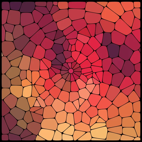 Абстрактный геометрический многоцветный фон, состоящий из геометрических элементов, расположенных на черном фоне. Векторная иллюстрация. Красный, оранжевый, желтый . — стоковый вектор