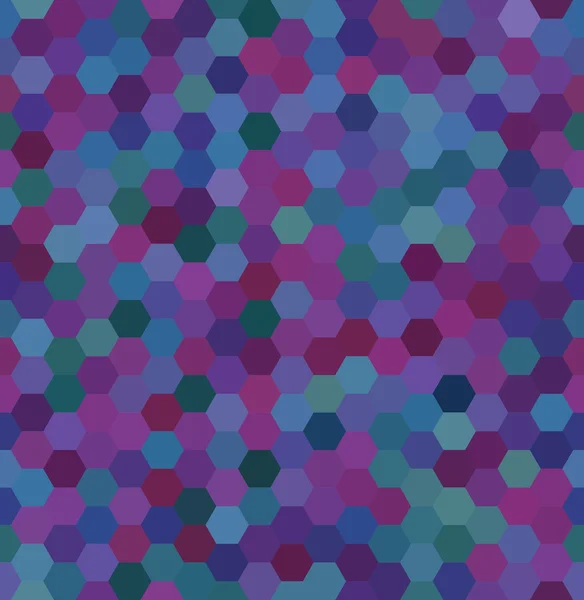 Fundo feito de hexágonos. Fundo sem emenda. Composição quadrada com formas geométricas. Azul, roxo, cores . — Vetor de Stock