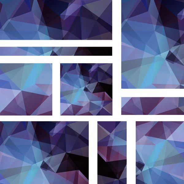 Banner abstrato com modelos de design de negócios. Conjunto de Banners com fundo em mosaico poligonal. Ilustração vetorial triangular geométrica. Azul escuro, cores roxas . —  Vetores de Stock