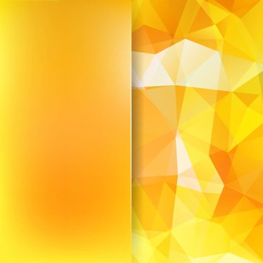 Sarı üçgenlerden oluşan soyut bir arkaplan. İş sunumları veya web şablonu afişi için geometrik tasarım. Vektör illüstrasyonu