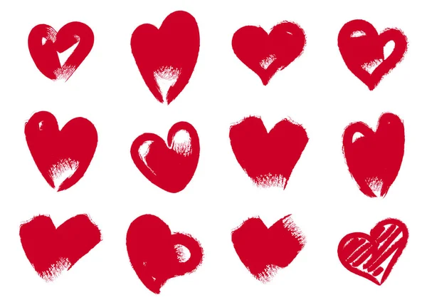 Coeurs Rouges Grognements Coeurs Amour Élégants Forme Coeur Timbre Isolé — Image vectorielle