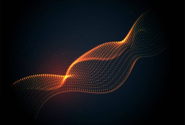 Pürüzsüz duman parçacık dalgası, turuncu, mavi renk. Vektör illüstrasyonu