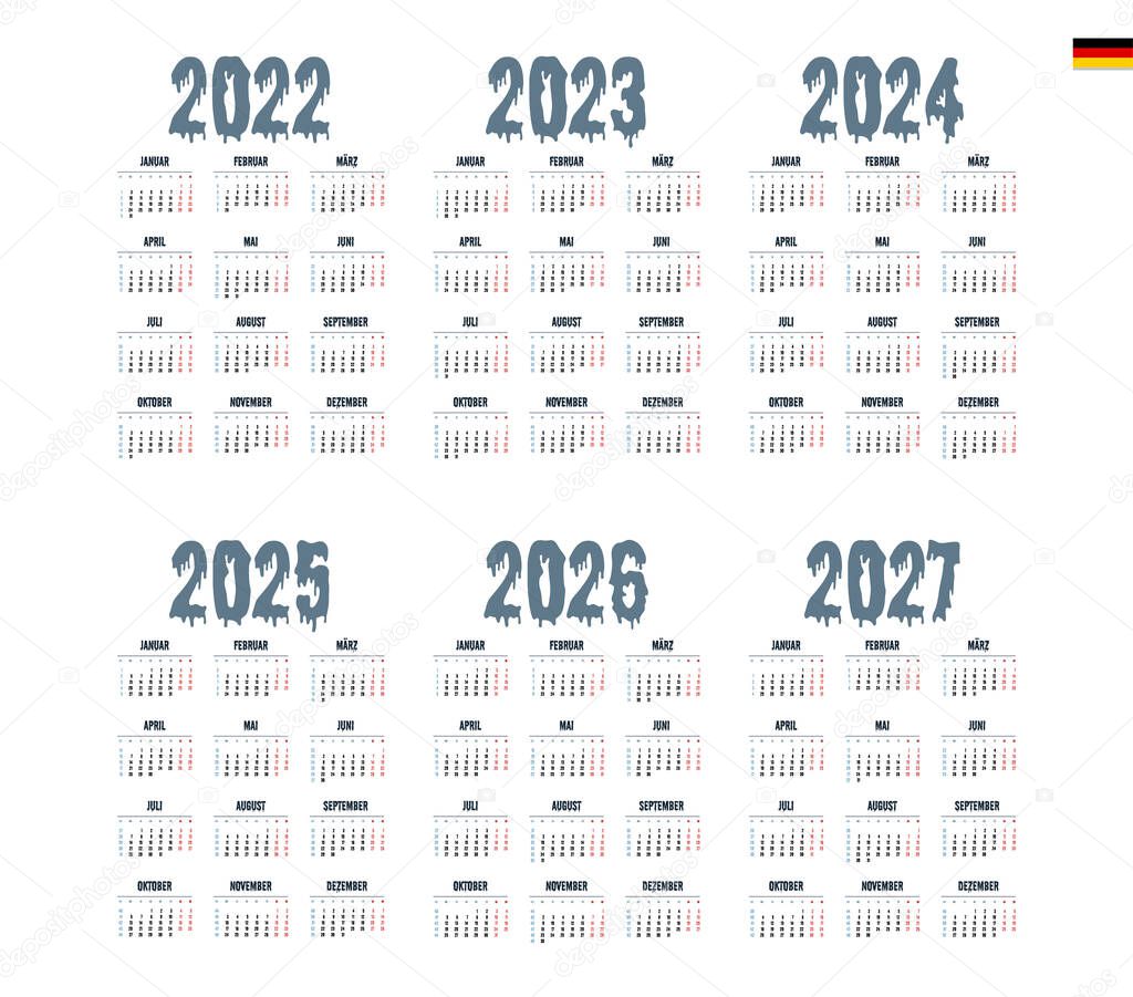 Calendario Tedesco 2022 2023 2024 2025 2026 2027 Settimana Inizia