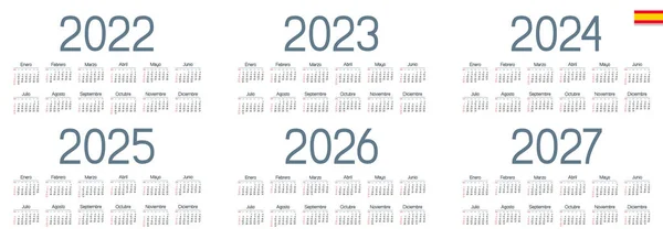 Spanska Kalendern 2022 2023 2024 2025 2026 2027 Vit Bakgrund — Stock vektor