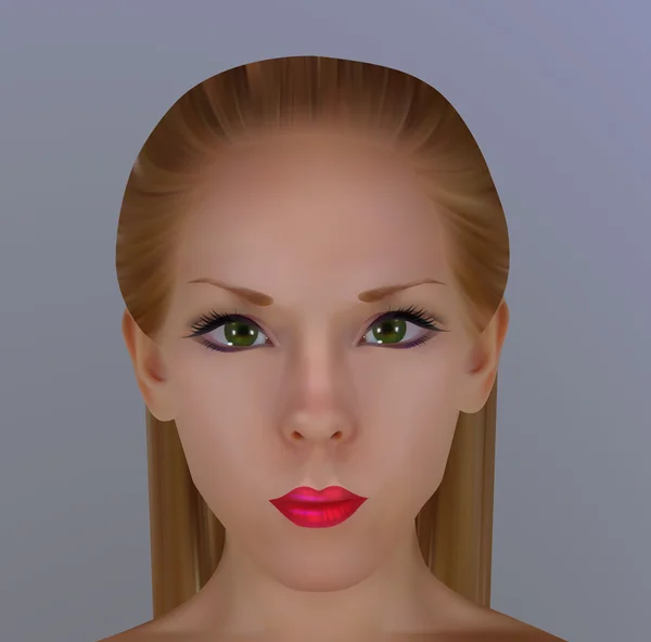 Jeune beau visage féminin — Image vectorielle