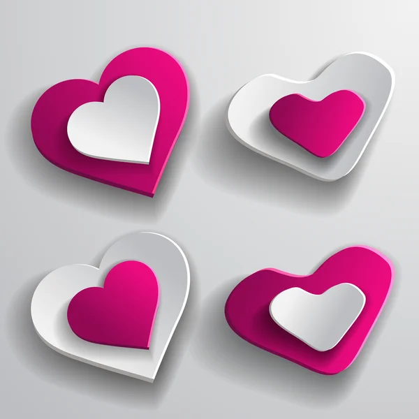 Set paper hearts — Stock Vector