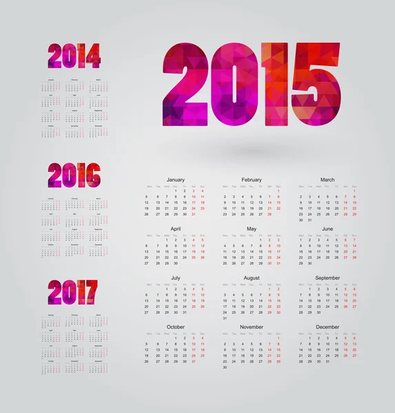 Calendrier simple avec des formes polygonales — Image vectorielle