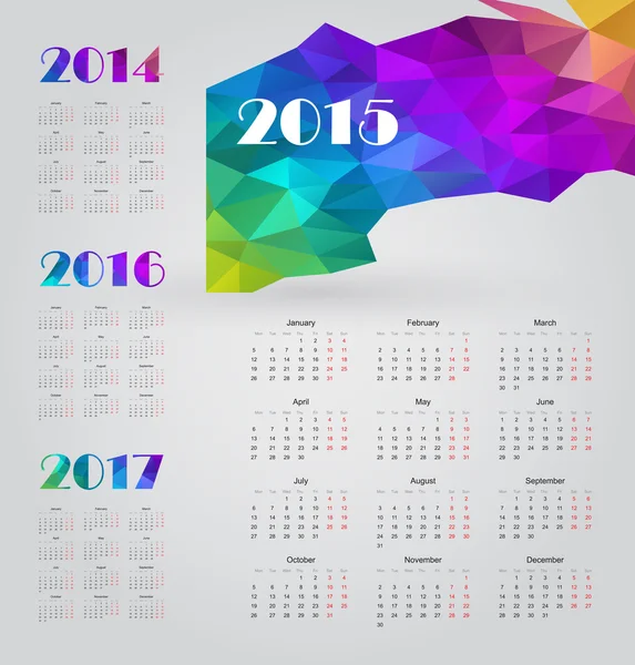 Calendrier simple avec des formes polygonales — Image vectorielle