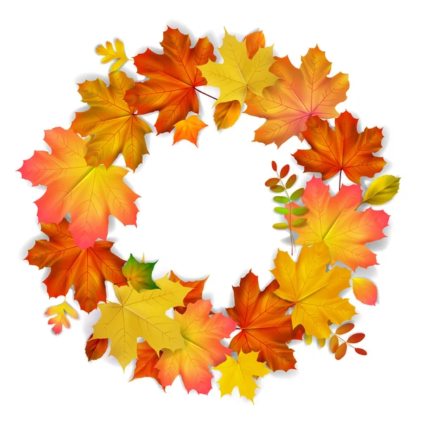 Isolated wreath of autumn leaves, vector illustration — Stock Vector