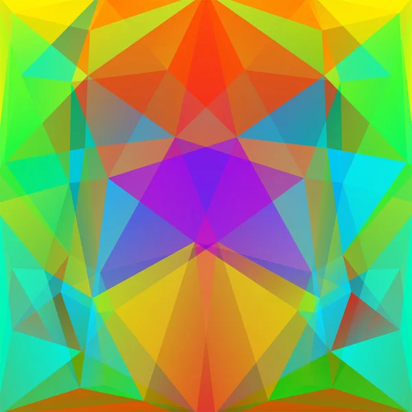 Latar belakang abstrak yang terdiri dari segitiga hijau, kuning, ungu - Stok Vektor