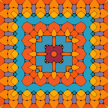Sarı, turuncu, mavi renkler. Soyut renkli geometrik desen, vektör çizim