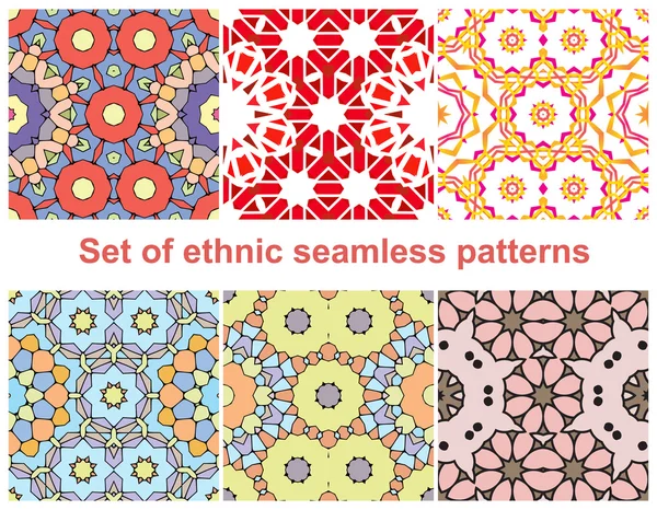 Ethnic Style Pattern Set - Collection of Six Beautiful Pattern — Stock Vector