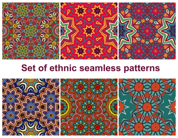 Oryantal ve geometrik tarzı Dikişsiz desen seti.