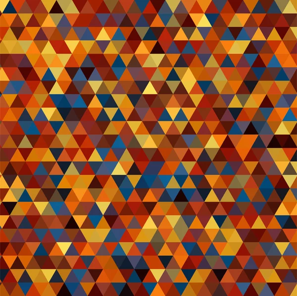 小さなオレンジ色、黄色、青、茶色の三角形、ベクトル図から成る抽象的な背景 — ストックベクタ