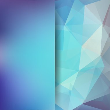 Geometrik desen, çokgen üçgen mavi tonları arka planda vektör. Cam ile arka plan bulanıklık. İllüstrasyon model