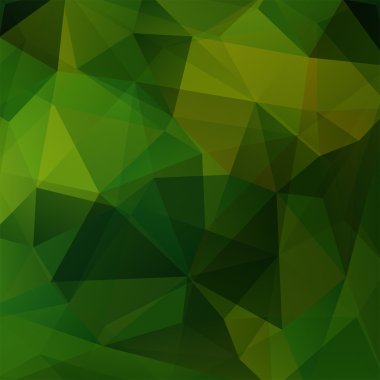 Geometrik desen, çokgen üçgenler arka plan koyu yeşil tonlarda vektör. İllüstrasyon model