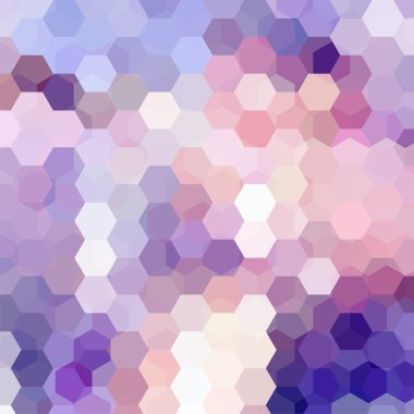 Background made of hexagons. White, pink, purple colors. Square composition with geometric shapes. Eps 10