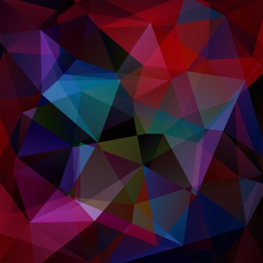 Geometric pattern, polygon triangles vector background in dark red, blue, green, purple tones. Illustration pattern