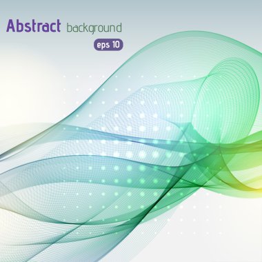 Background with light dots and lines. Green, blue, yellow colors. Abstract background. Vector illustration