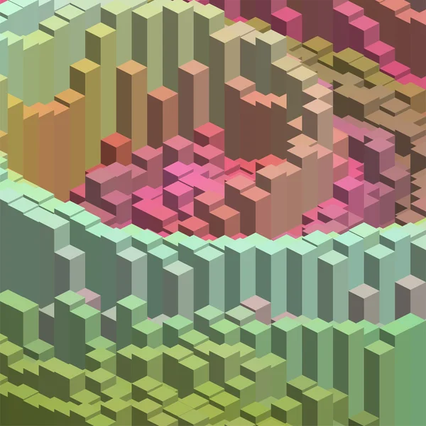 Cubo vettoriale colorato astratto. Illustrazione vettoriale Colori verde, rosa, beige . — Vettoriale Stock