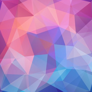 Background made of triangles. Pink, blue colors. Square composition with geometric shapes. Eps 10