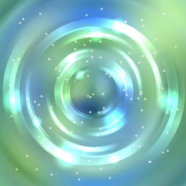 Cadre rond vectoriel. Bannière de cercle brillant. Conception vectorielle. Des couleurs vertes et bleues. Spirale lumineuse — Image vectorielle