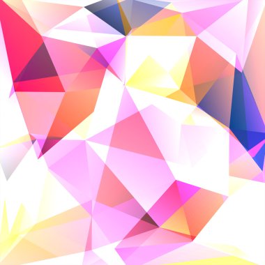 abstract background consisting of white, pink, yellow, blue triangles