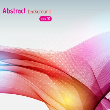 Colorful smooth light lines background. Red, yellow, pink colors. Vector illustration