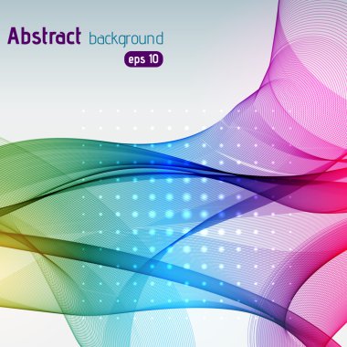 Renkli, pürüzsüz ışık çizgileri. Gökkuşağı renkli. Vektör illüstrasyonu