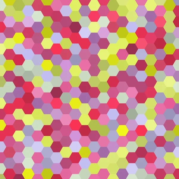 Fondo abstracto compuesto de hexágonos rosados, amarillos, ilustración vectorial — Vector de stock