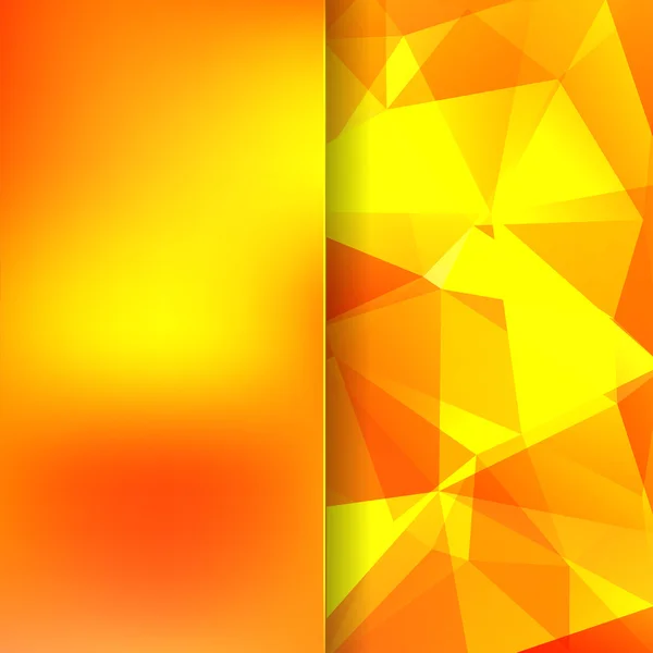 Fondo abstracto compuesto por triángulos amarillo, naranja, ilustración vectorial — Vector de stock